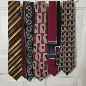 Lot Of 5 Men's Ties Some 100% Silk‎